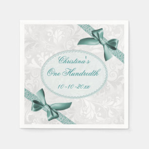 Damask en Bows One Hundredth Birthday Services Servetten