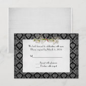 Damask en Daisy RSVP Kaart (Voorkant / Achterkant)
