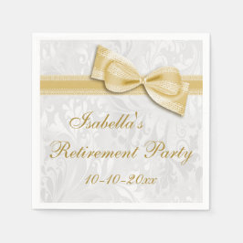 Damask en Gold Faux Bow pensioen Servet