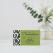 Damask en Green Elegant Trendy Chic Visitekaartje (Staand voorkant)
