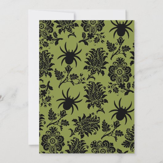 Damask en Green Halloween Invitation Kaart (Achterkant)