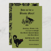 Damask en Green Halloween Invitation Kaart (Voorkant / Achterkant)