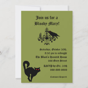 Damask en Green Halloween Invitation Kaart