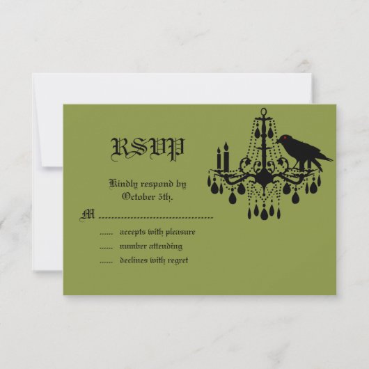 Damask en Green RSVP Kaartje (Voorkant)
