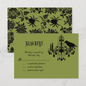 Damask en Green RSVP Kaartje (Voorkant / Achterkant)