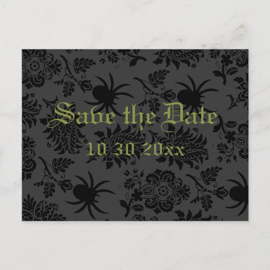 Damask en Green Save the Date Briefkaart (Voorkant)