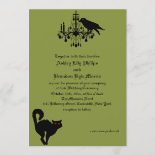 Damask en Green Wedding Invitation Kaart