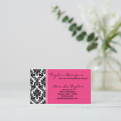 Damask en Hot Pink Elegant Trendy Visitekaartje (Staand voorkant)