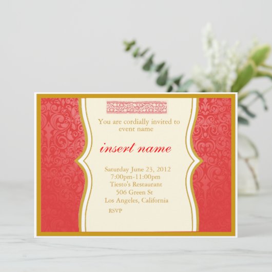 Damask en Indian Styled Invite Kaart (Staand voorkant)