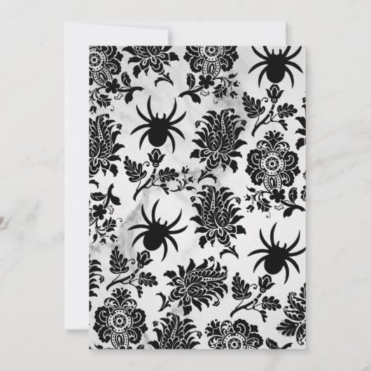 Damask en Marble Halloween Invitation Kaart (Achterkant)
