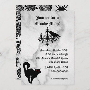 Damask en Marble Halloween Invitation Kaart