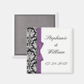 Damask en Paarse Bow Fridge Magnet (Voorkant / Achterkant)