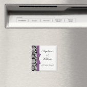Damask en Paarse Bow Fridge Magnet (Insitu (Vaatwasser))