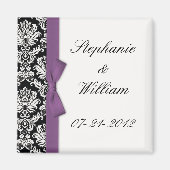 Damask en Paarse Bow Fridge Magnet (Voorkant)