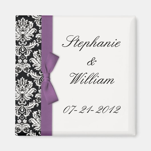 Damask en Paarse Bow Fridge Magnet (Voorkant)
