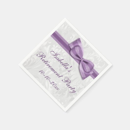 Damask en Paarse Faux Bow Pensioen Servetten (Hoek)