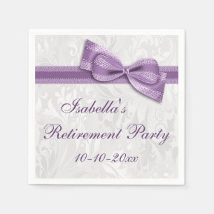 Damask en Paarse Faux Bow Retirement Servetten