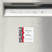 Damask en Red Bow Fridge Magnet (Insitu (Vaatwasser))