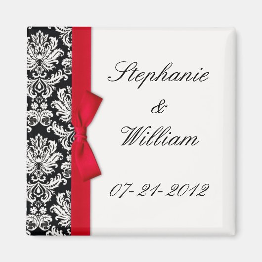 Damask en Red Bow Fridge Magnet (Voorkant)