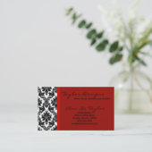 Damask en Red Elegant Trendy Chic Visitekaartje (Staand voorkant)