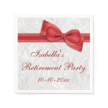 Damask en Romantische Red Faux Bow pensioen