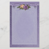 Damask en Rozen Paarse briefpapier (Voorkant)
