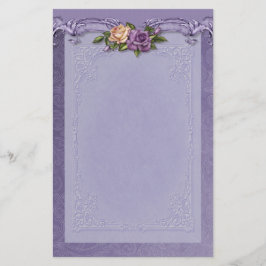 Damask en Rozen Paarse briefpapier