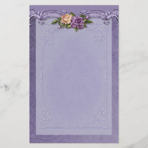 Damask en Rozen Paarse briefpapier