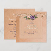Damask en Rozen Peach 15th Wedding Jubileum Kaart (Voorkant / Achterkant)