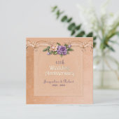 Damask en Rozen Peach 15th Wedding Jubileum Kaart (Staand voorkant)