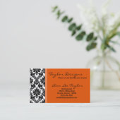 Damask en Sinaasappel Elegant Trendy Visitekaartje (Staand voorkant)