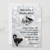 Damask en Sparkly Silver Halloween Invitation Kaart (Voorkant)