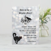 Damask en Sparkly Silver Halloween Invitation Kaart (Staand voorkant)