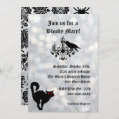 Damask en Sparkly Silver Halloween Invitation Kaart (Voorkant / Achterkant)