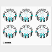  Damask en Stripes Blue Baby shower Ronde Sticker (Vel)
