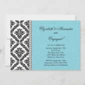Damask Engagement Party nodigt blauw uit Kaart (Voorkant)