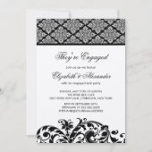 Damask Engagement Party - Uitnodiging zwart (Voorkant)