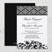 Damask Engagement Party - Uitnodiging zwart (Voorkant / Achterkant)