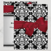 Damask Event Invitation Red groot Kaart (Voorkant / Achterkant)