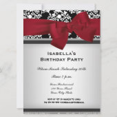 Damask Event Invitation Red groot Kaart (Achterkant)