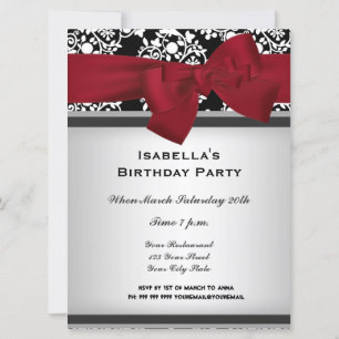 Damask Event Invitation Red groot Kaart
