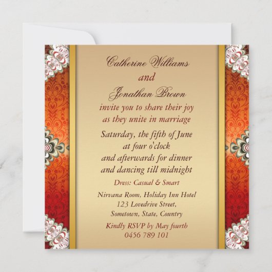 Damask Fairytale Lacy Wedding Invitation Kaart (Achterkant)
