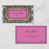Damask Fancy Roze Barok Visitekaartjes (Voorkant / Achterkant)