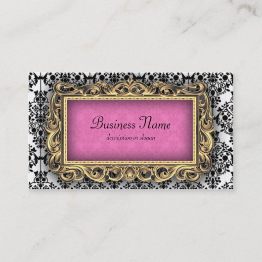 Damask Fancy Roze Barok Visitekaartjes (Voorkant)