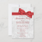 Damask & Faux Bow Meisjes Afstudeerfeest Kaart (Achterkant)