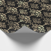 Damask Faux Champaigne Black Metallic Royal Floral Cadeaupapier (Hoek)