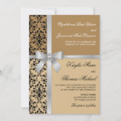 Damask Faux Silver Ribbon herfst Wedding Kaart (Voorkant)