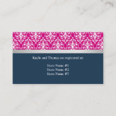 Damask Faux Sliver Ribbon Navy Blue Fuchsia Insert Visitekaartje (Achterkant)
