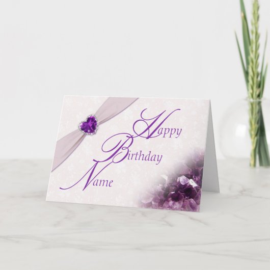 Damask February Gemstone Birthday Wenskaart Kaart (Voorkant)