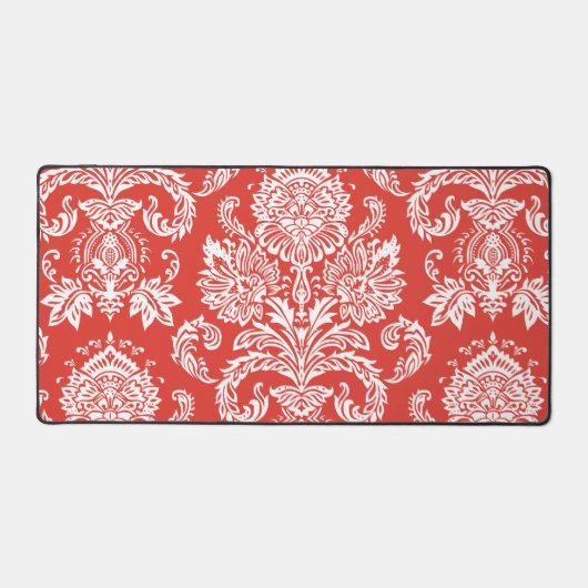 Damask Fire Red Designer Matching Color Bureaumat (Voorkant)